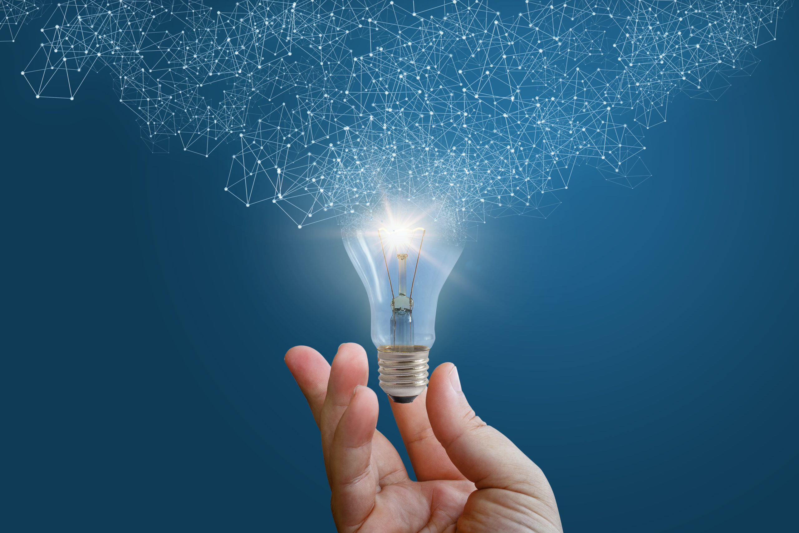 Innovative idea in businessman hand. Intelligent idea smart idea intelligent life insurance underwriting without exams or labs