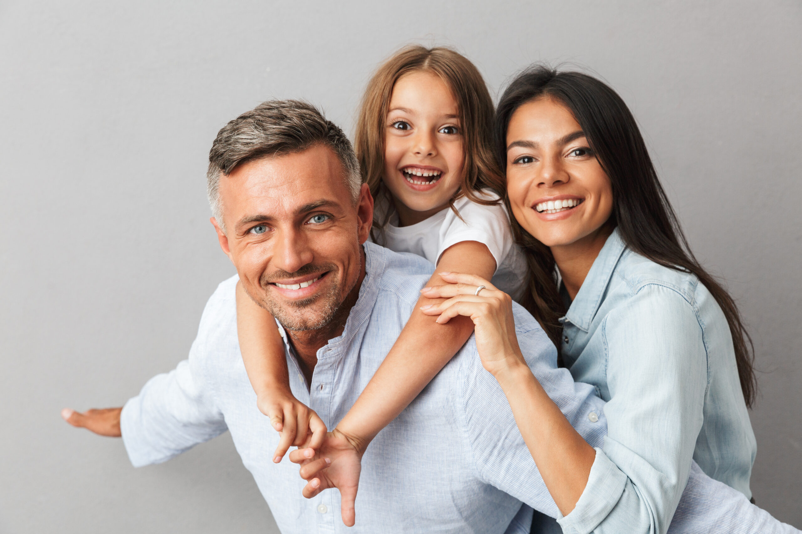 Portrait of a happy family father, mother